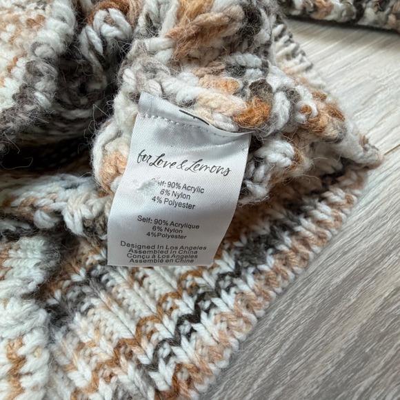 For Love & Lemons Geri Cardigan Brown Space Dye Chunky Knit Balloon Sleeve Sz XS - Picture 3 of 7